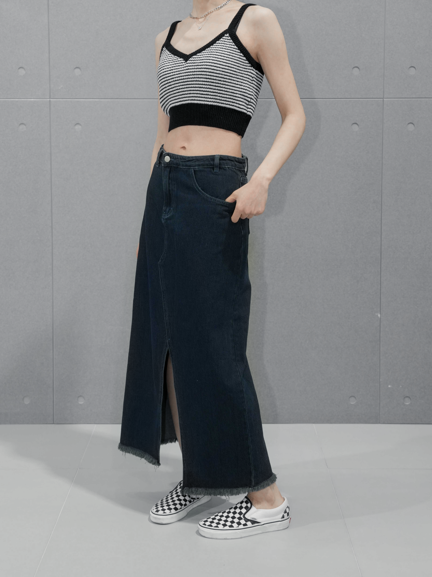 Kate Crop Top Black & White