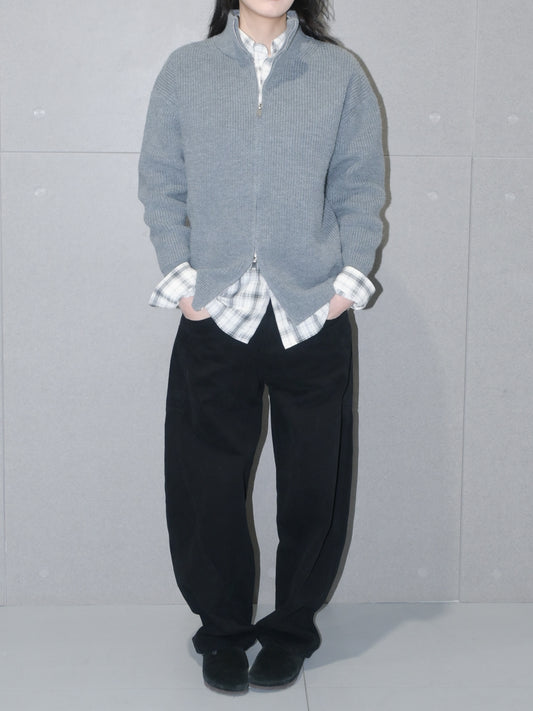 Chunky Zip-Up Wool Sweater