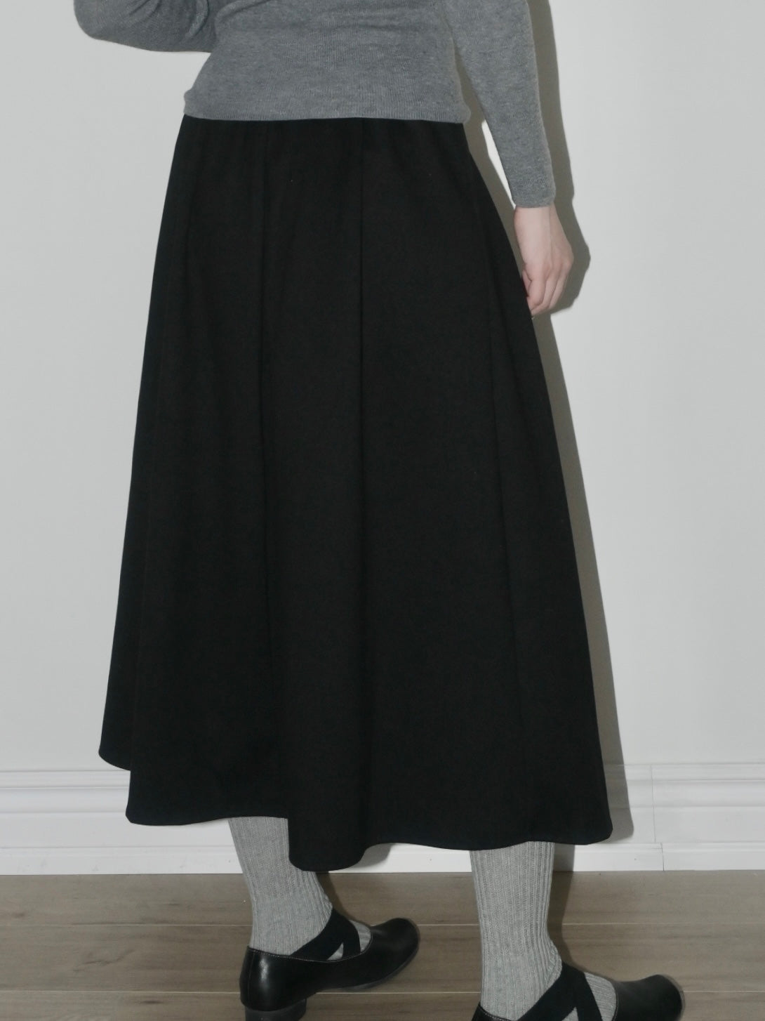 Pleated Asymmetric Midi Skirt