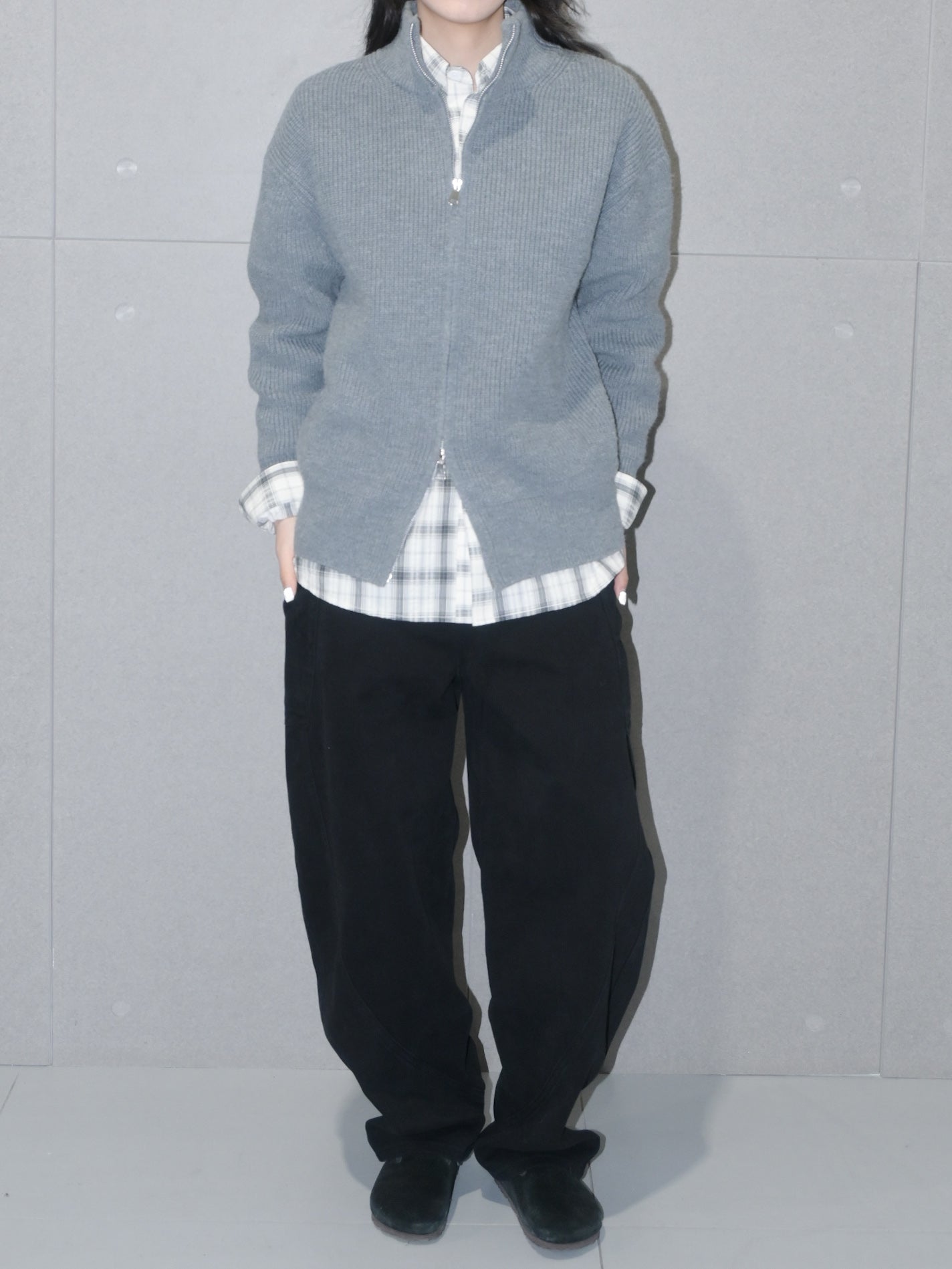 Chunky Zip-Up Wool Sweater