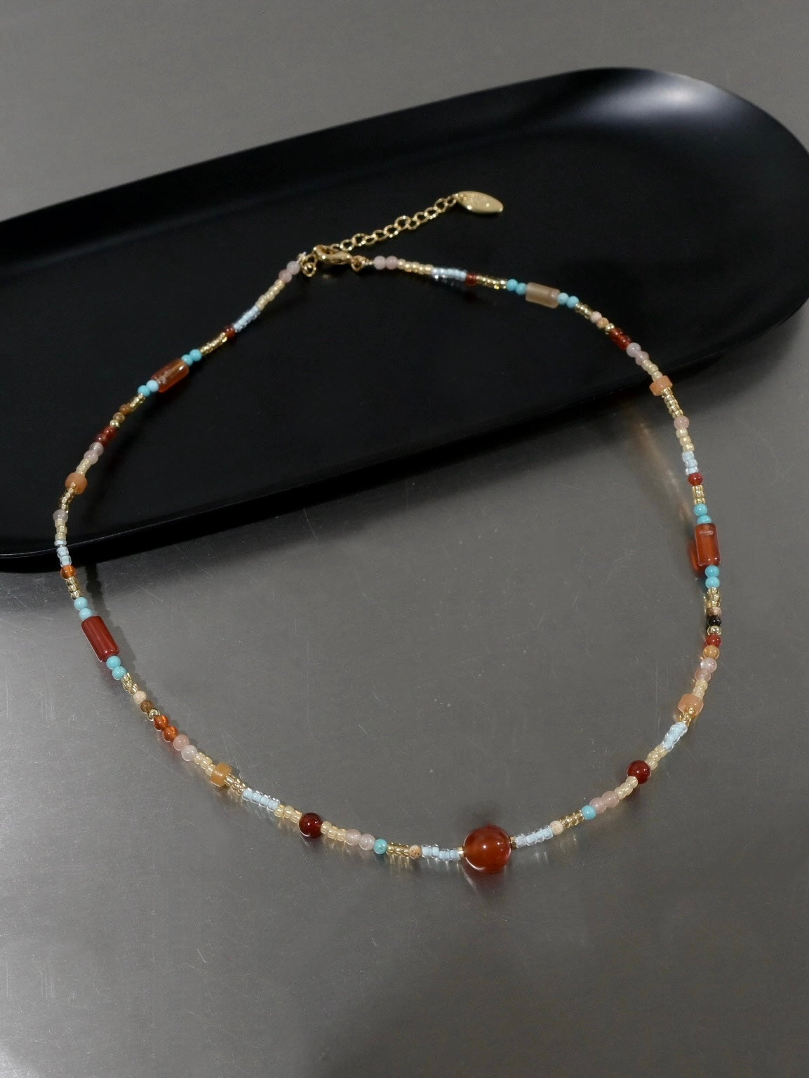 Red Agate Beaded Necklace