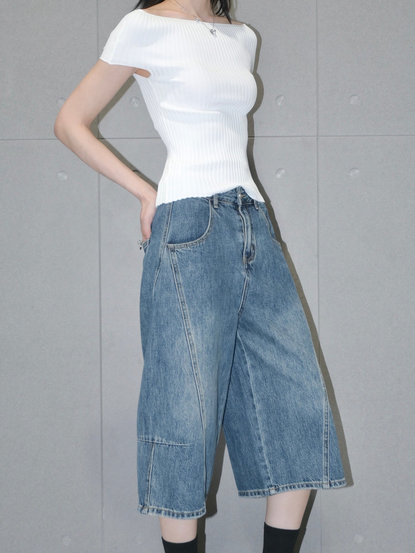 Ribbed Off Shoulder Top