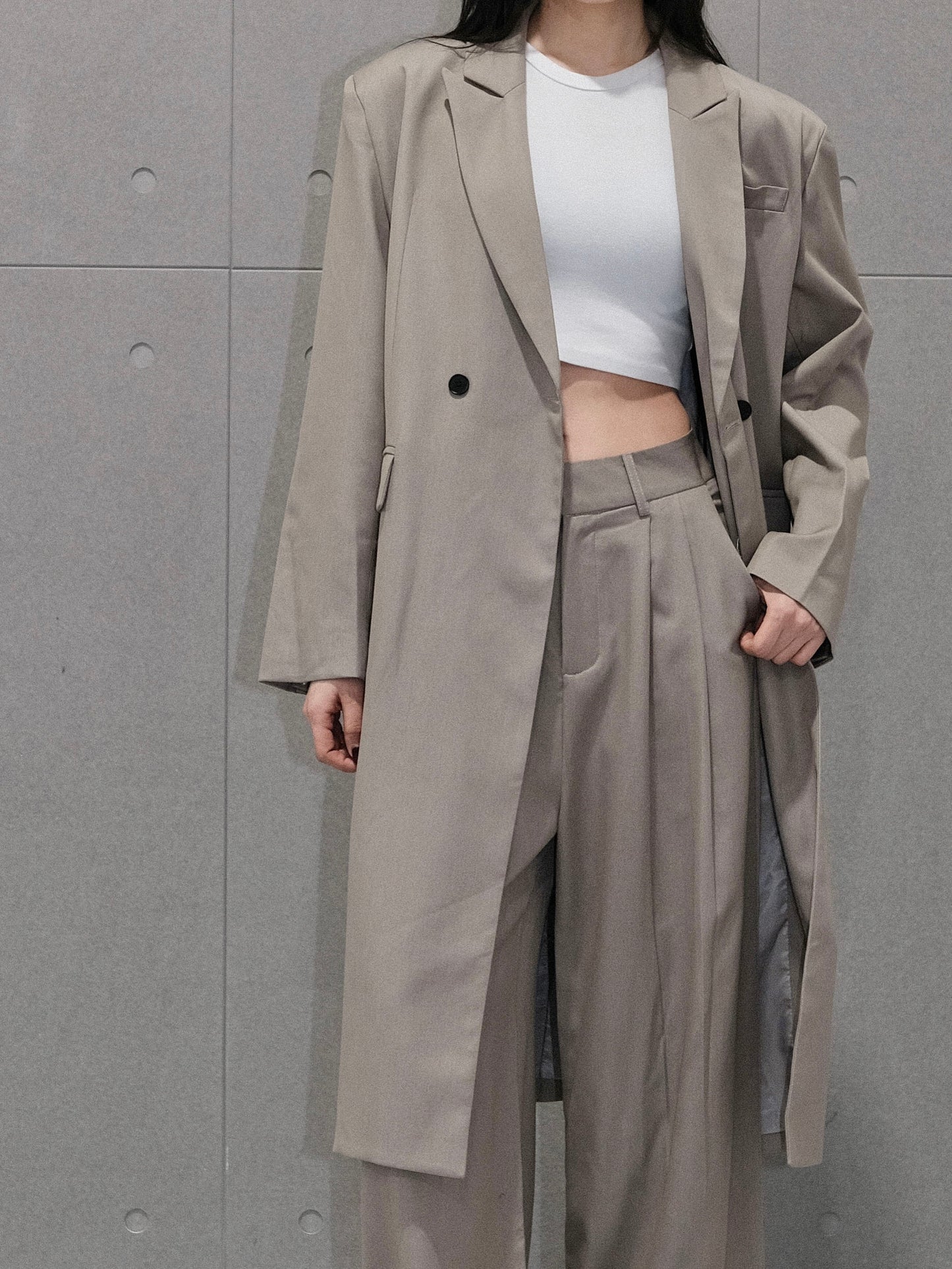 Ashen Long Blazer Coat