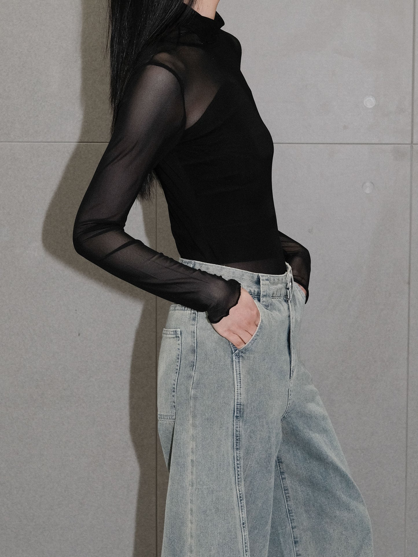 Mesh Long Sleeve Top