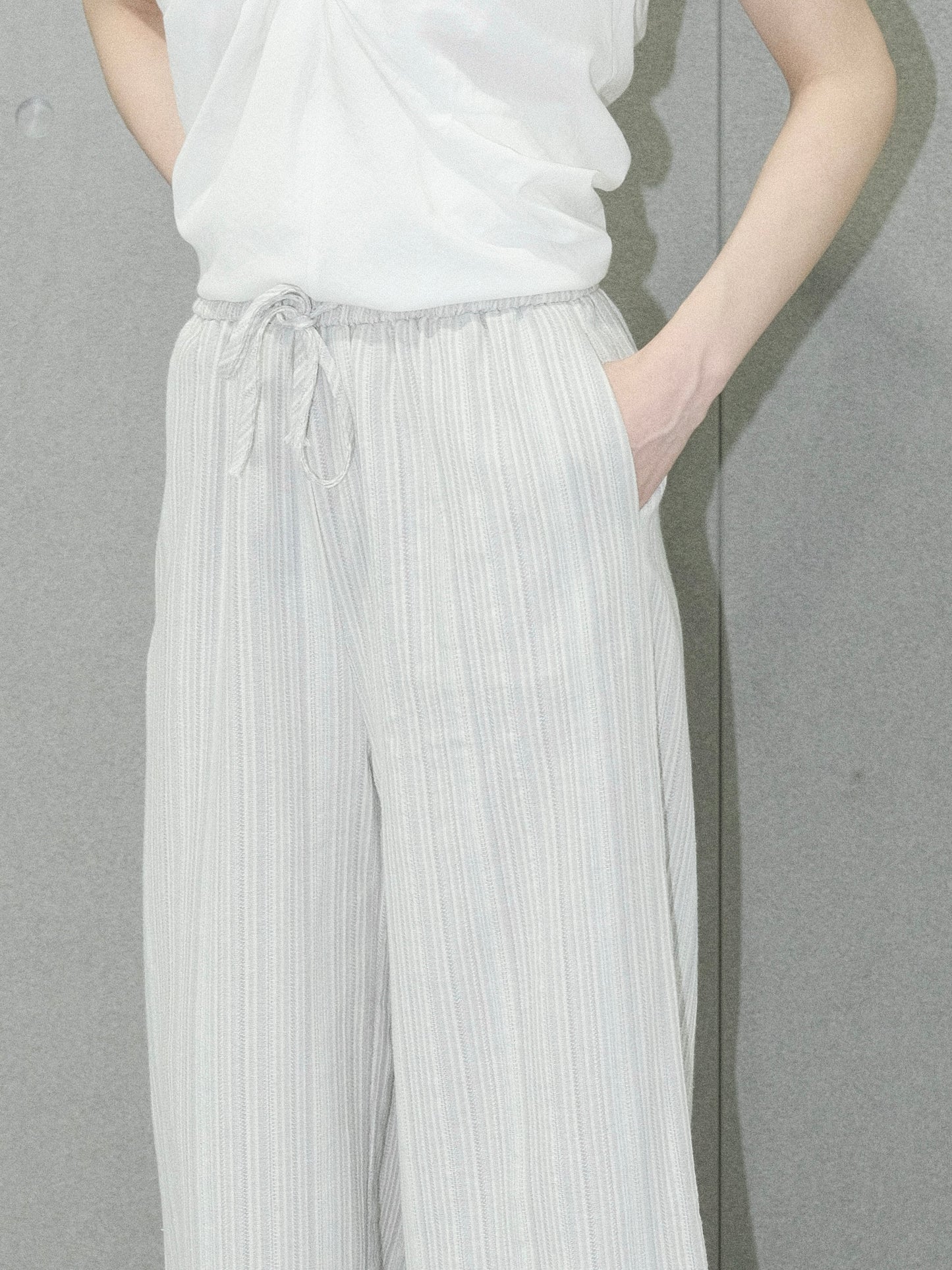Stripe Wide Leg Drawstring Pants