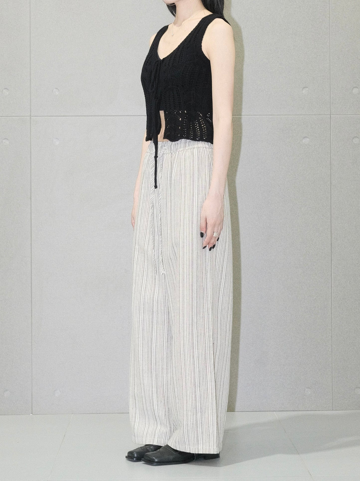 Stripe Wide Leg Drawstring Pants