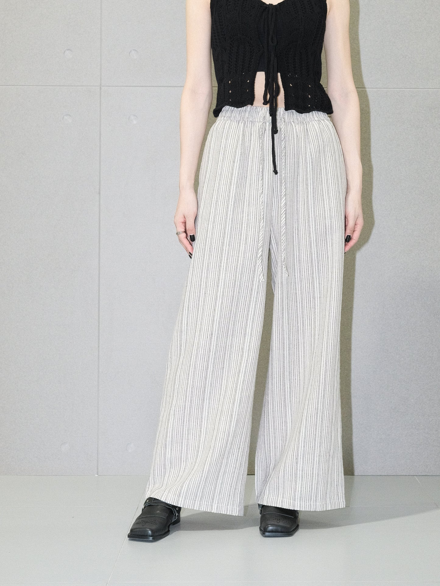 Stripe Wide Leg Drawstring Pants