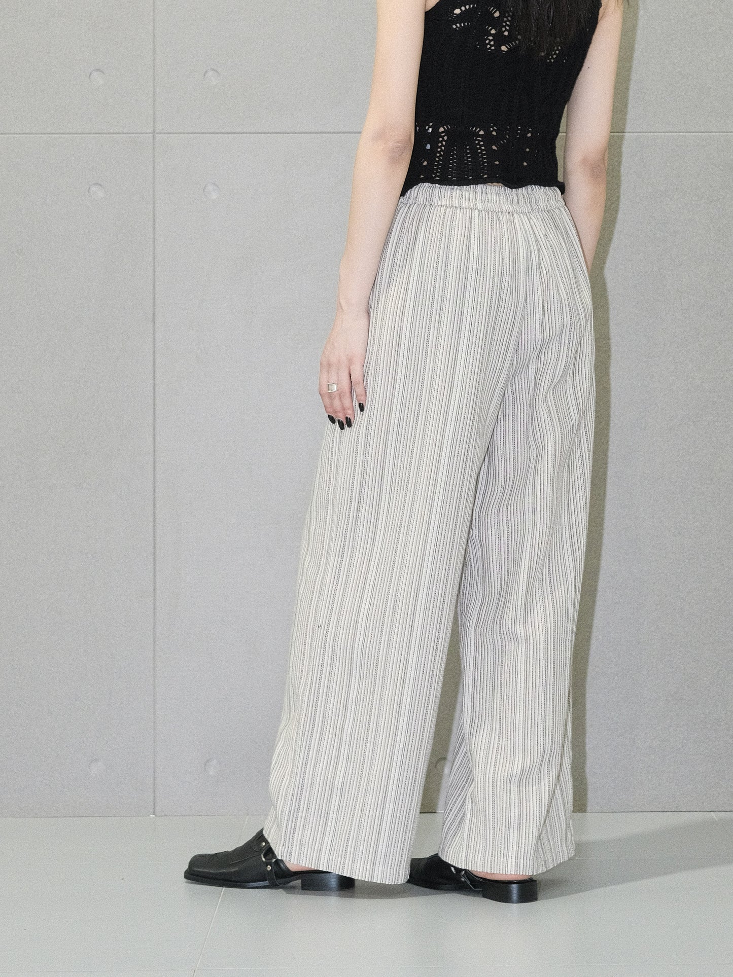 Stripe Wide Leg Drawstring Pants