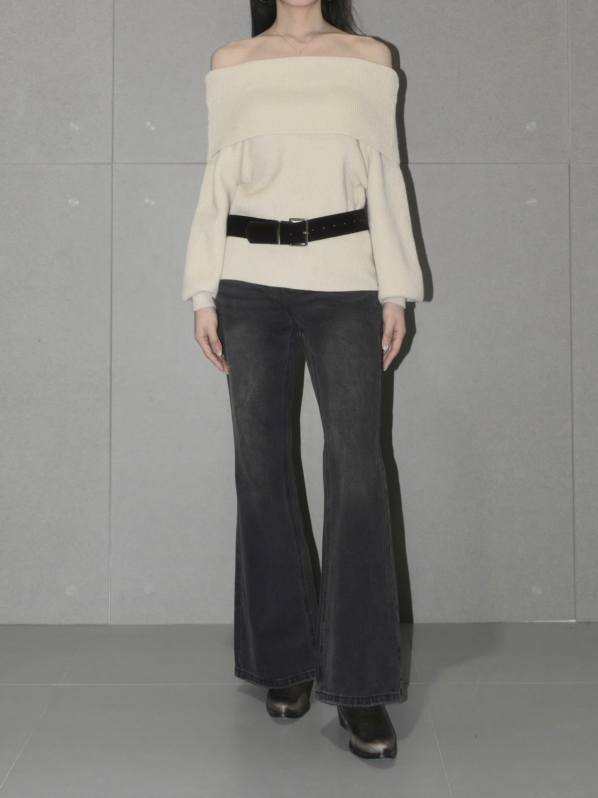 Off-Shoulder Ribbed Sweater