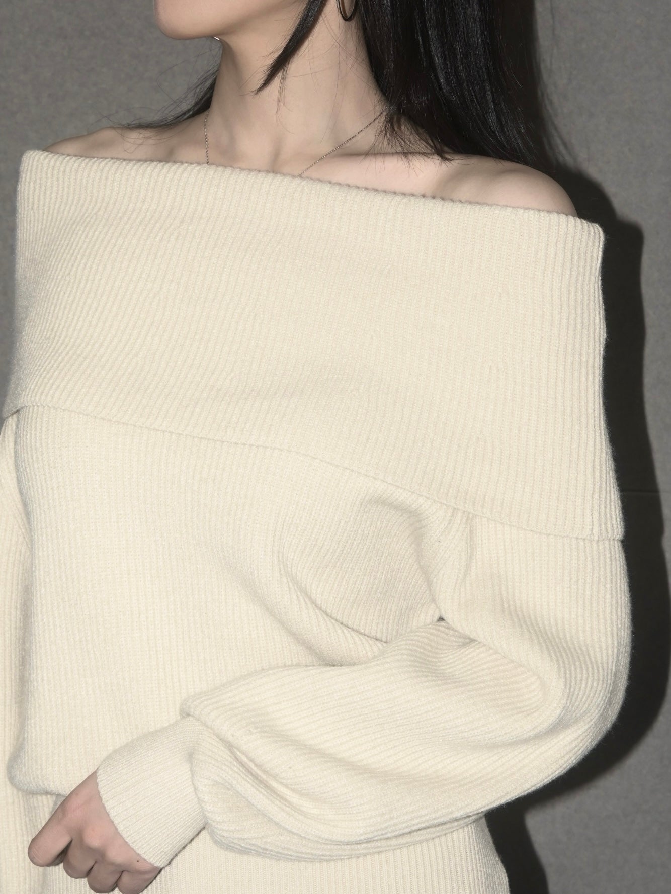 Off-Shoulder Ribbed Sweater