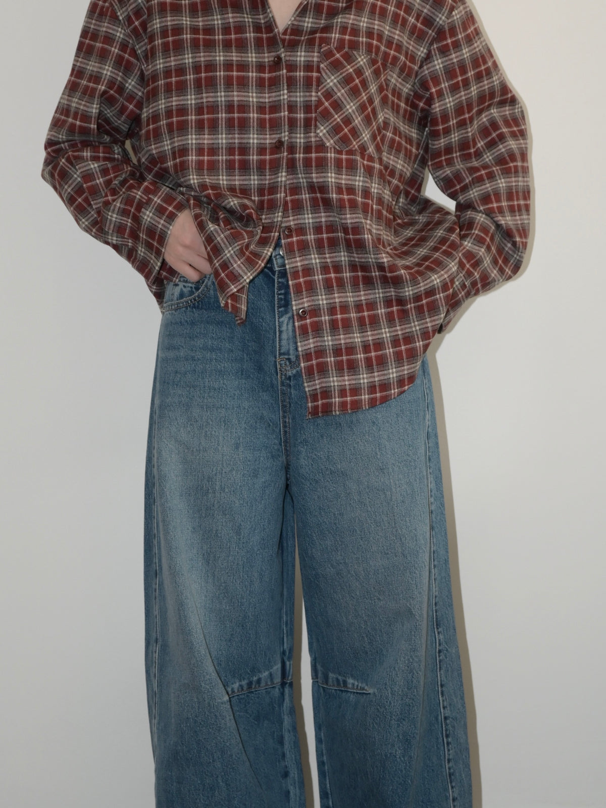 Denim Curved-Leg Jeans