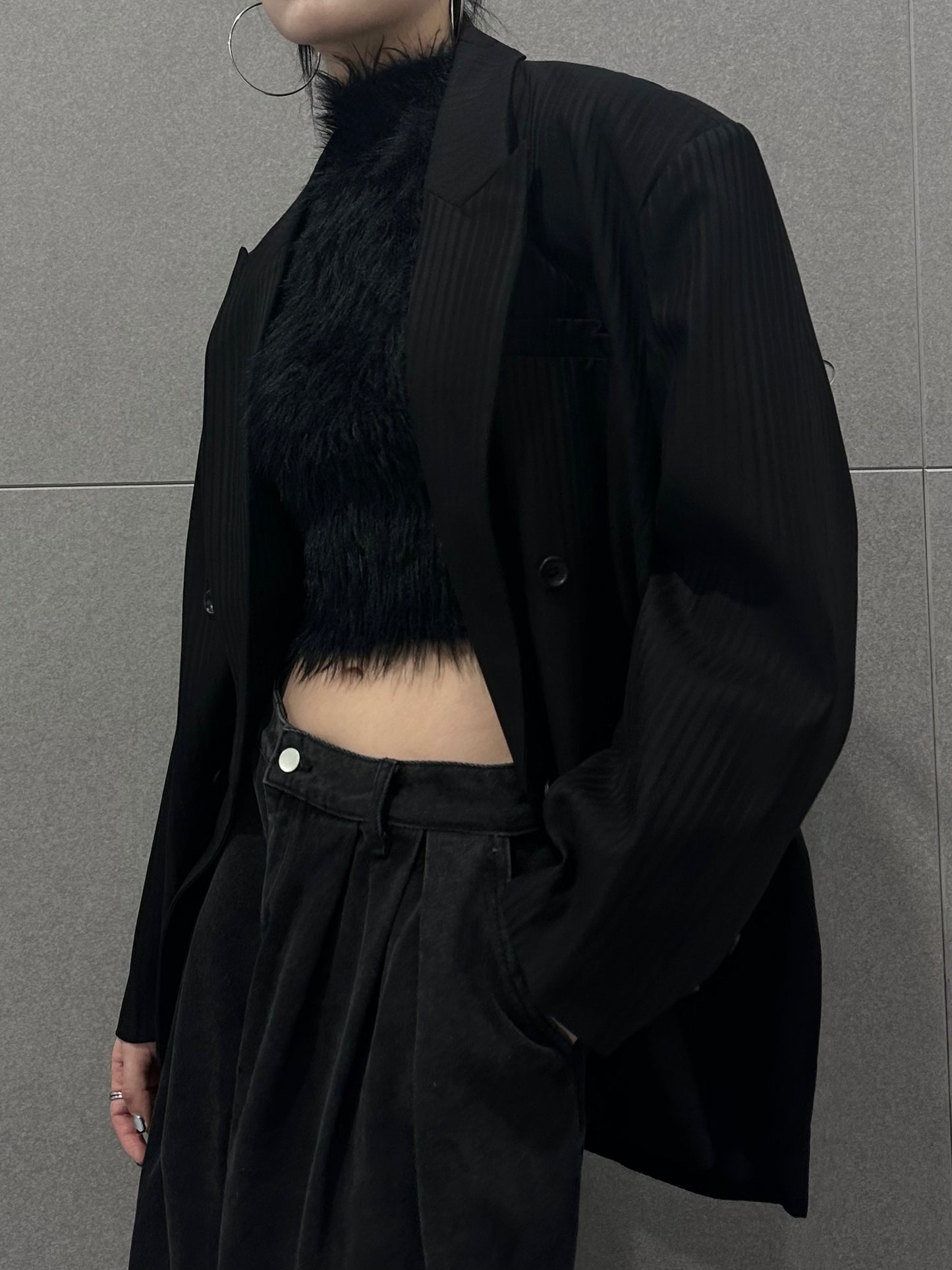 Unisex Textured Stripe Blazer
