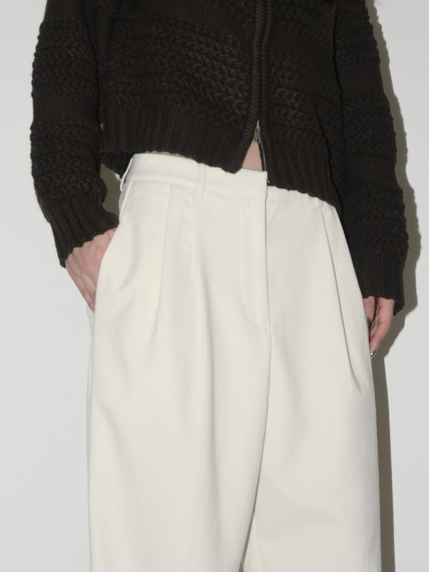 Pleated Trouser in White