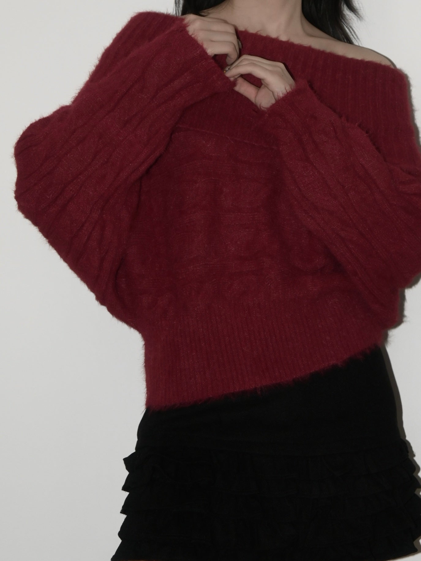 Fuzzy Off-Shoulder Sweater