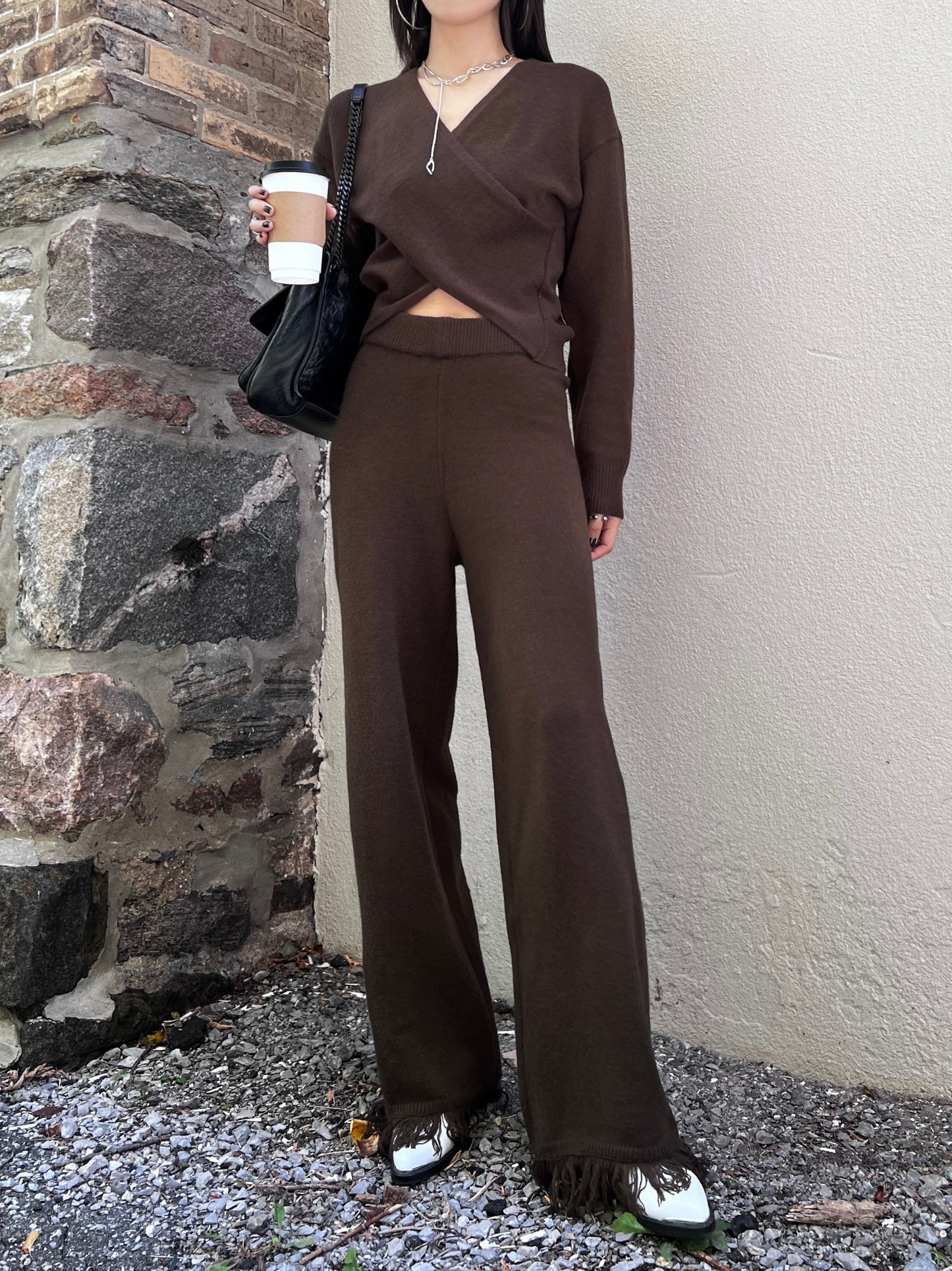 Tessa Knit Trousers Brown