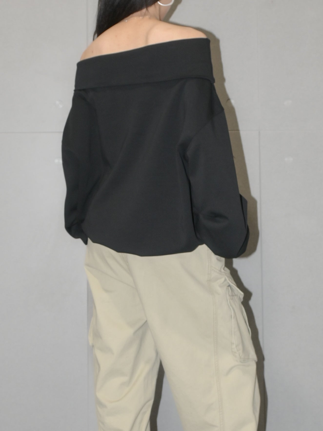 Foldover Off Shoulder Sweatshirt