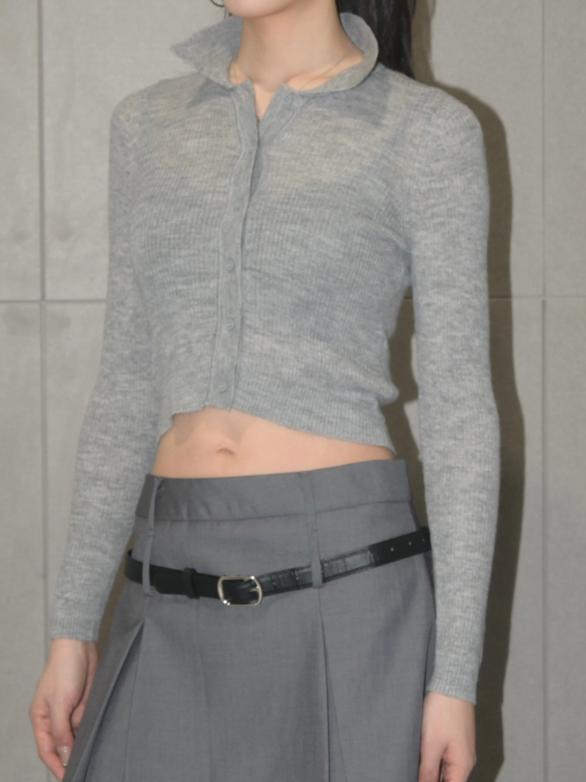 Ribbed Wool Polo Sweater