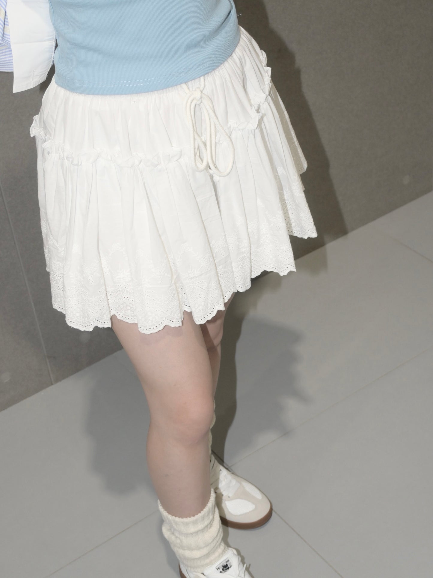 Cotton Eyelet Mini Skirt
