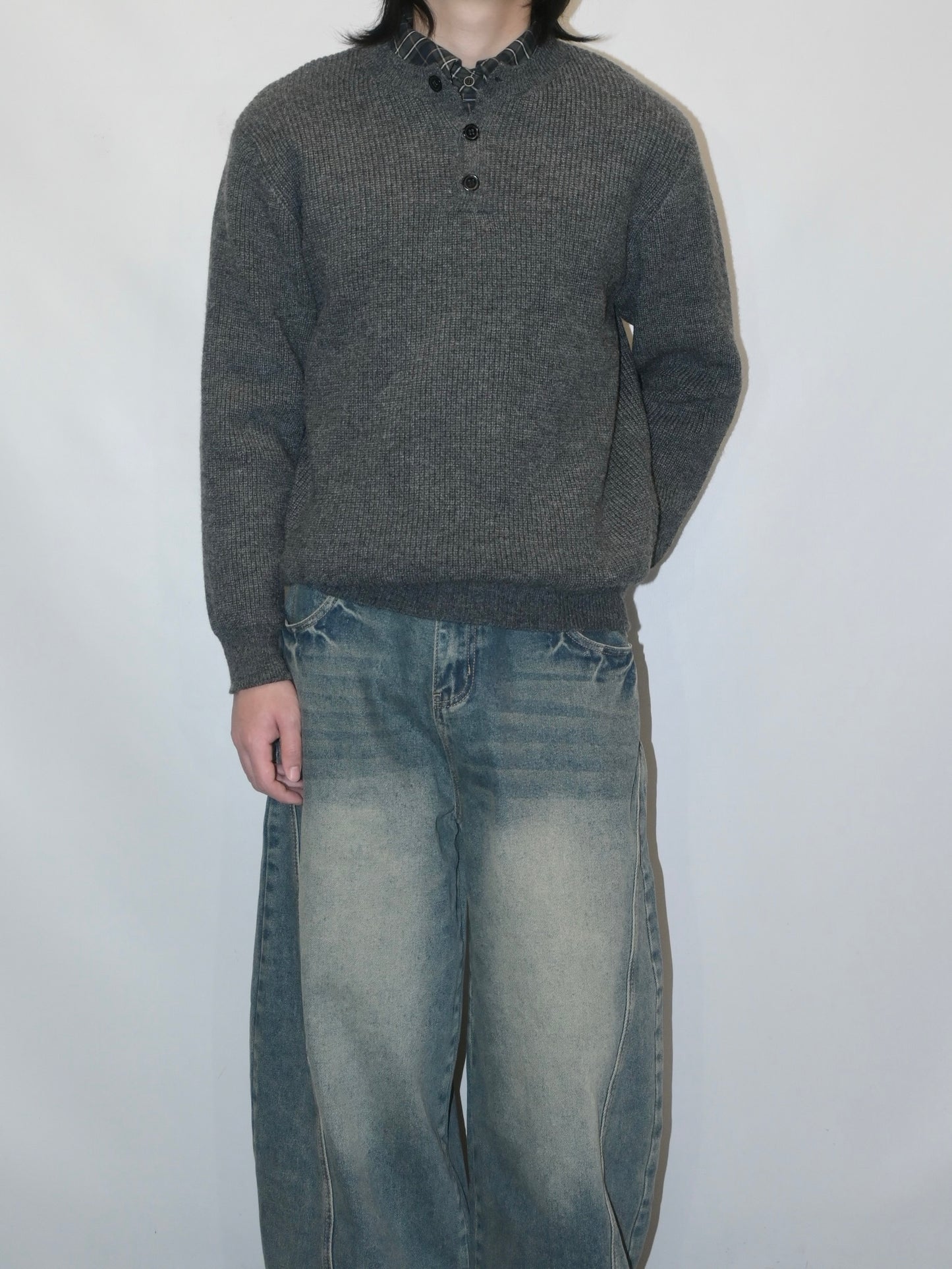 Ribbed Henley Sweater