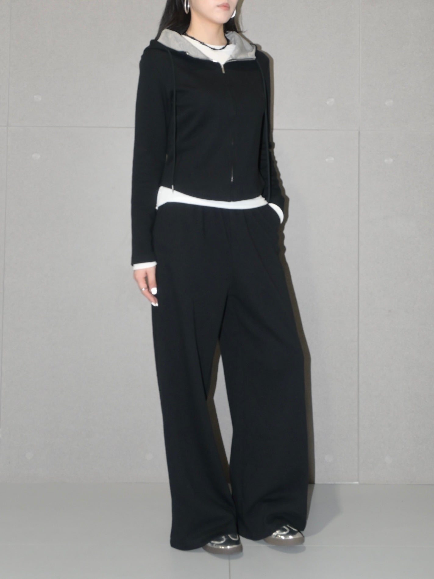 Chic Hoodie Wool Set Jacket