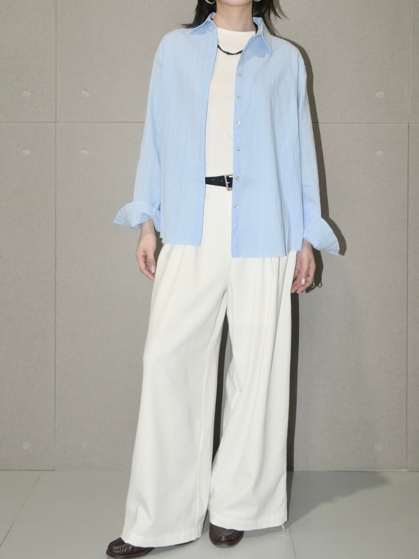 Cotton Shirt with Textured Stripes