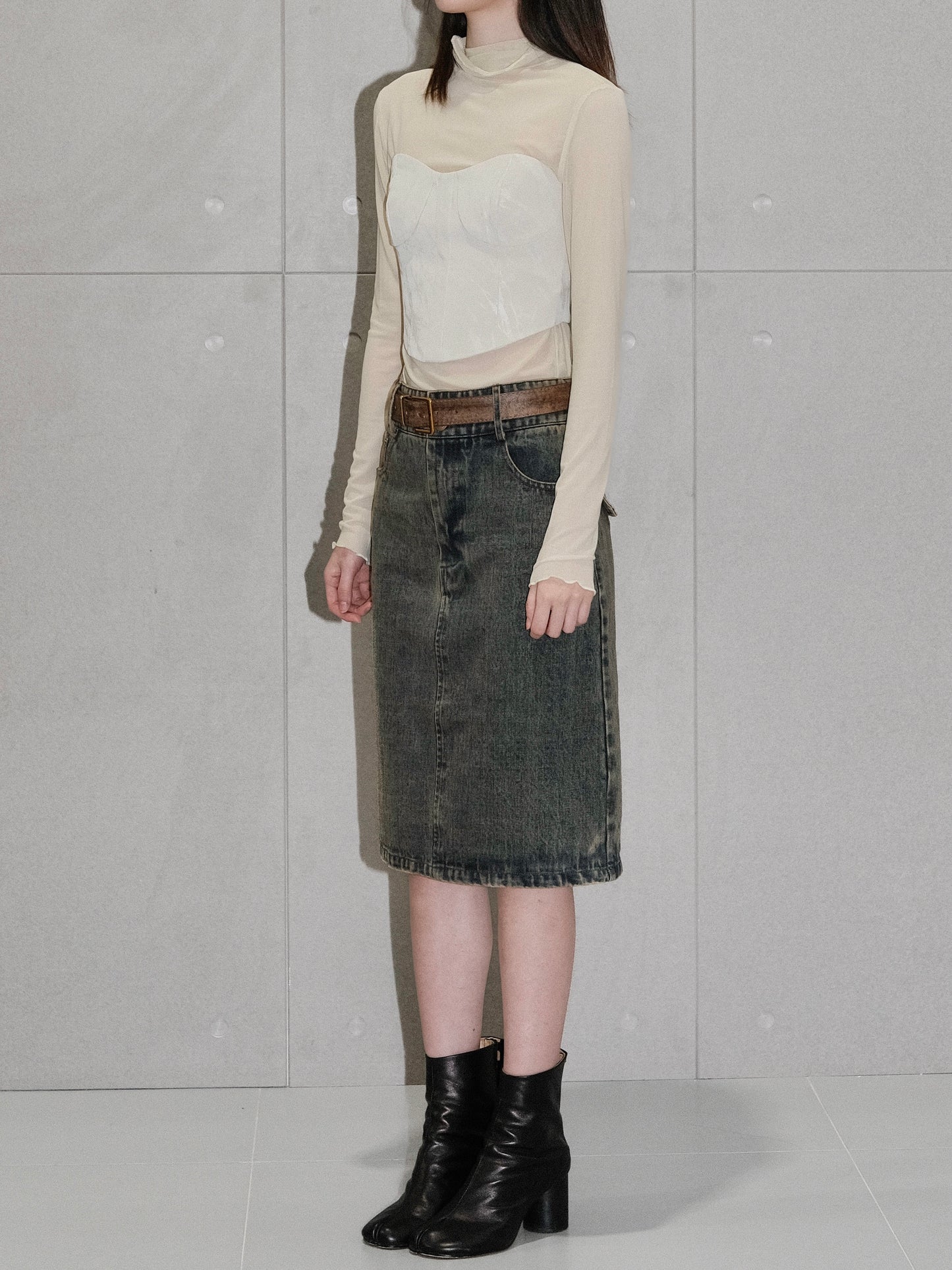 High-Rise Jean Skirt
