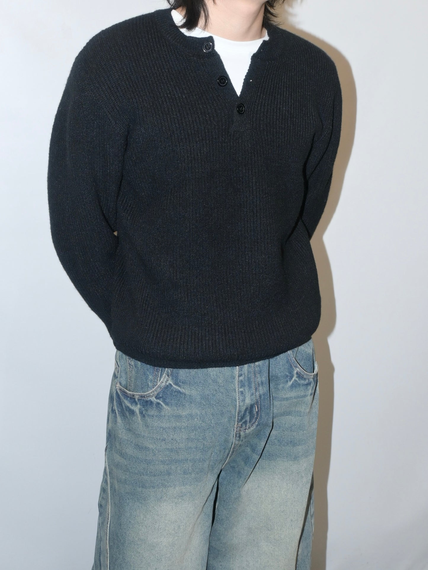 Ribbed Henley Sweater