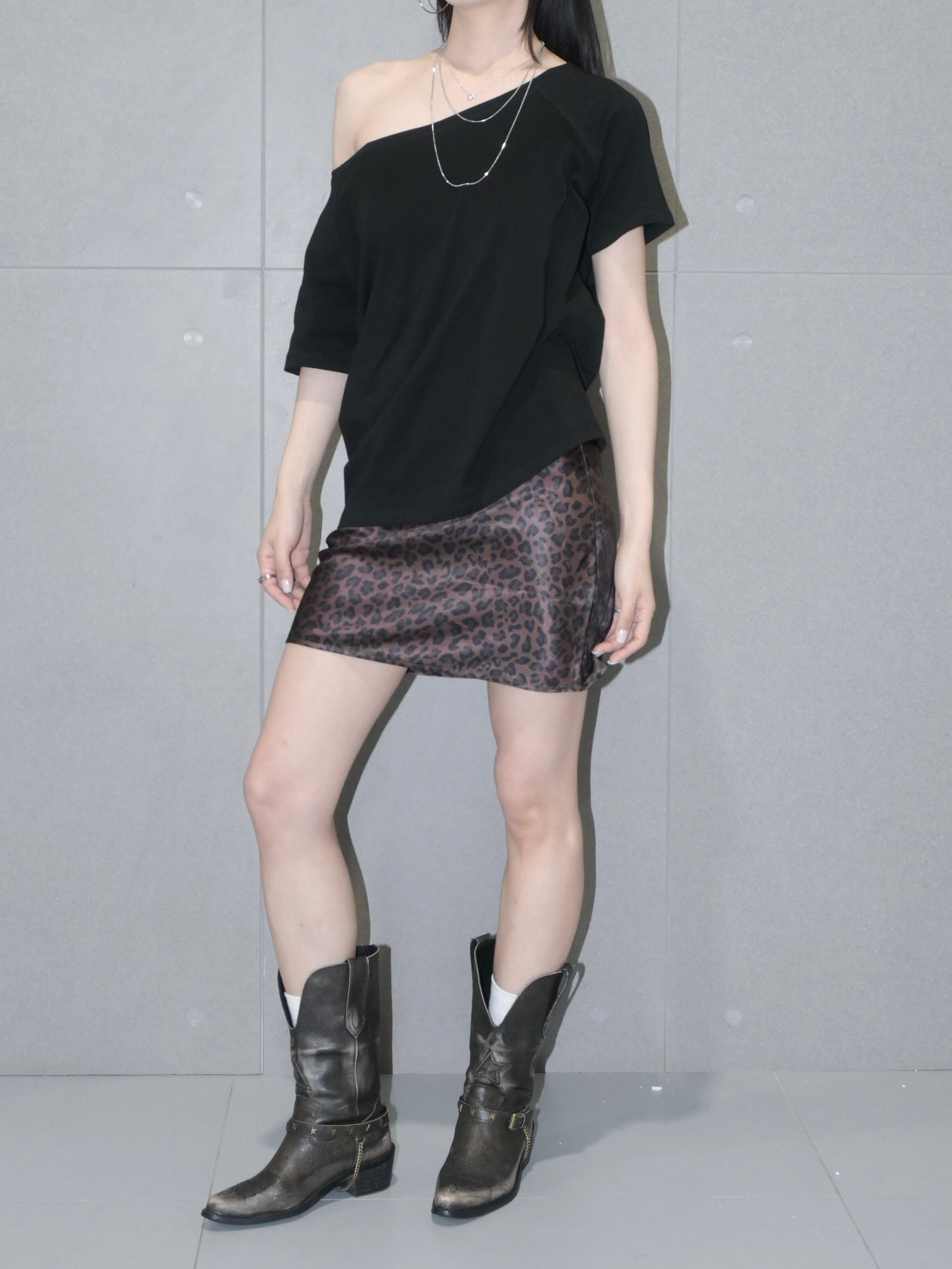 Leopard Satin Skirt