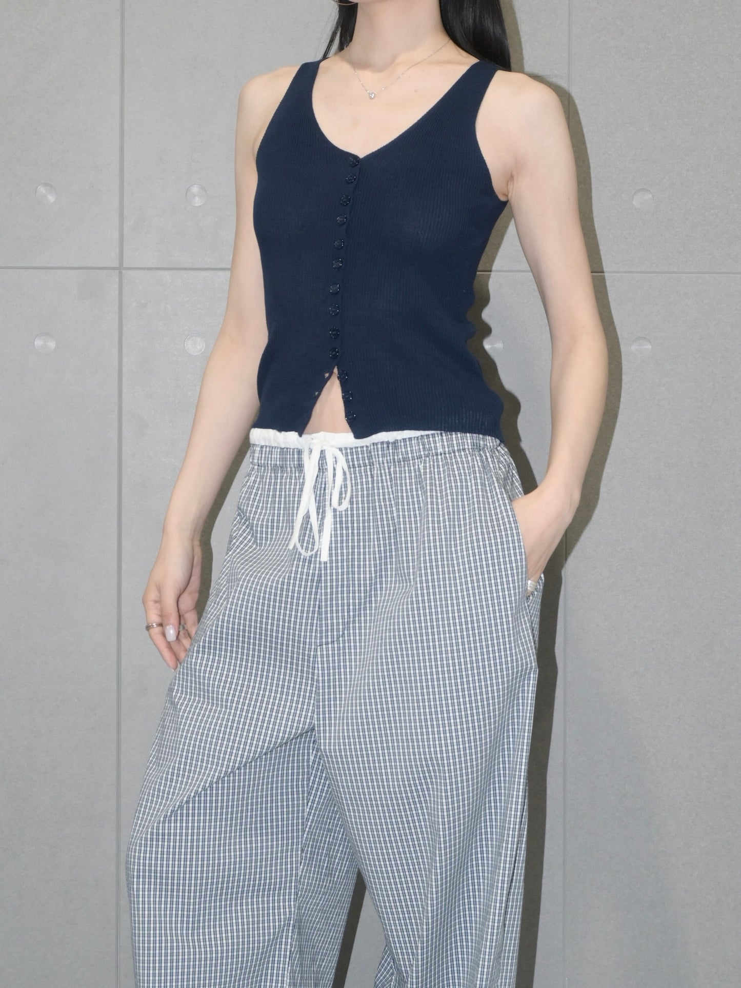 Buttoned Linen Tank Top