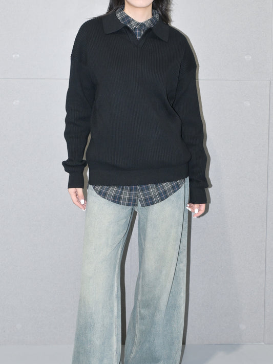 Merino Wool Polo Sweater