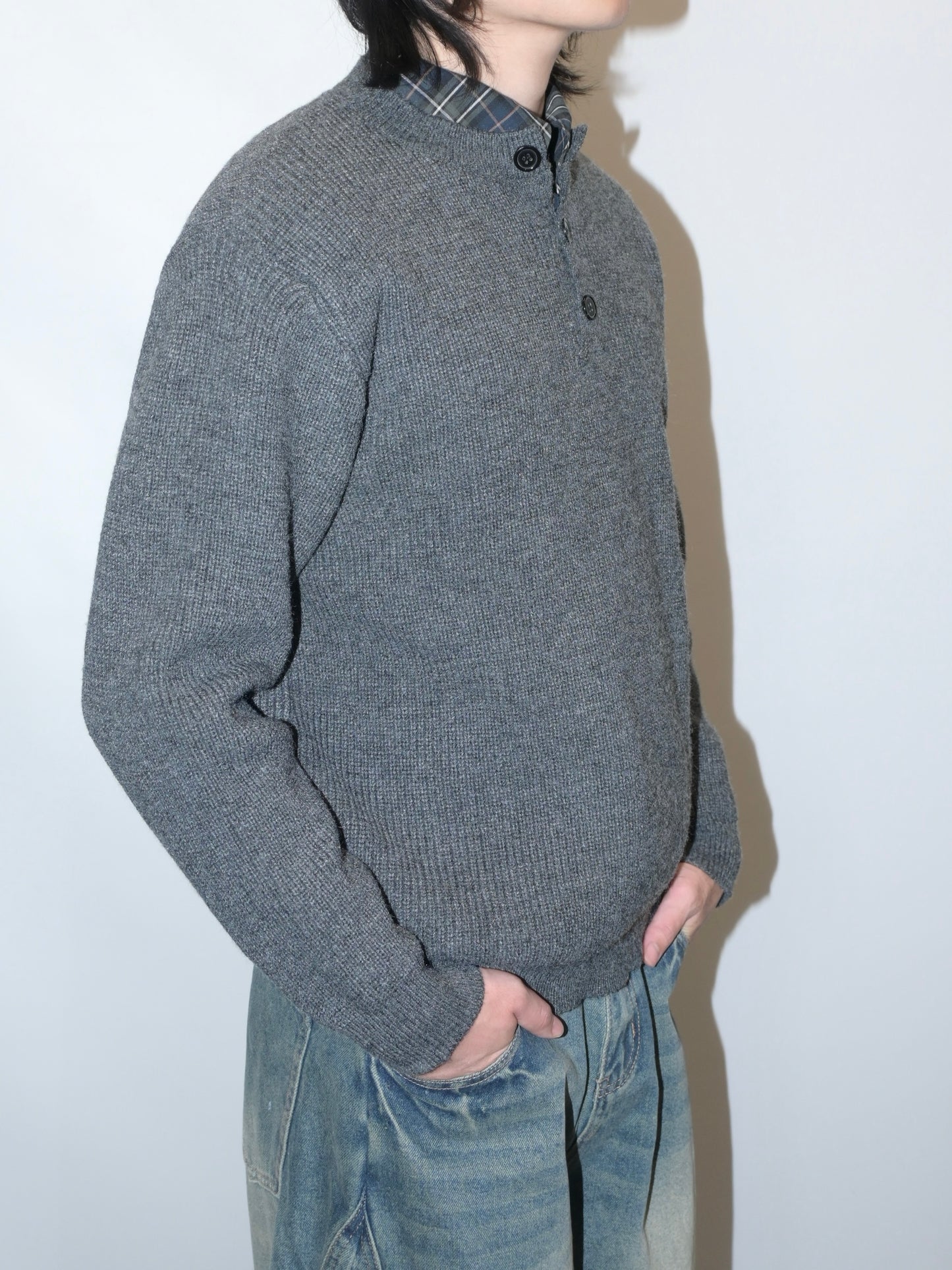 Ribbed Henley Sweater
