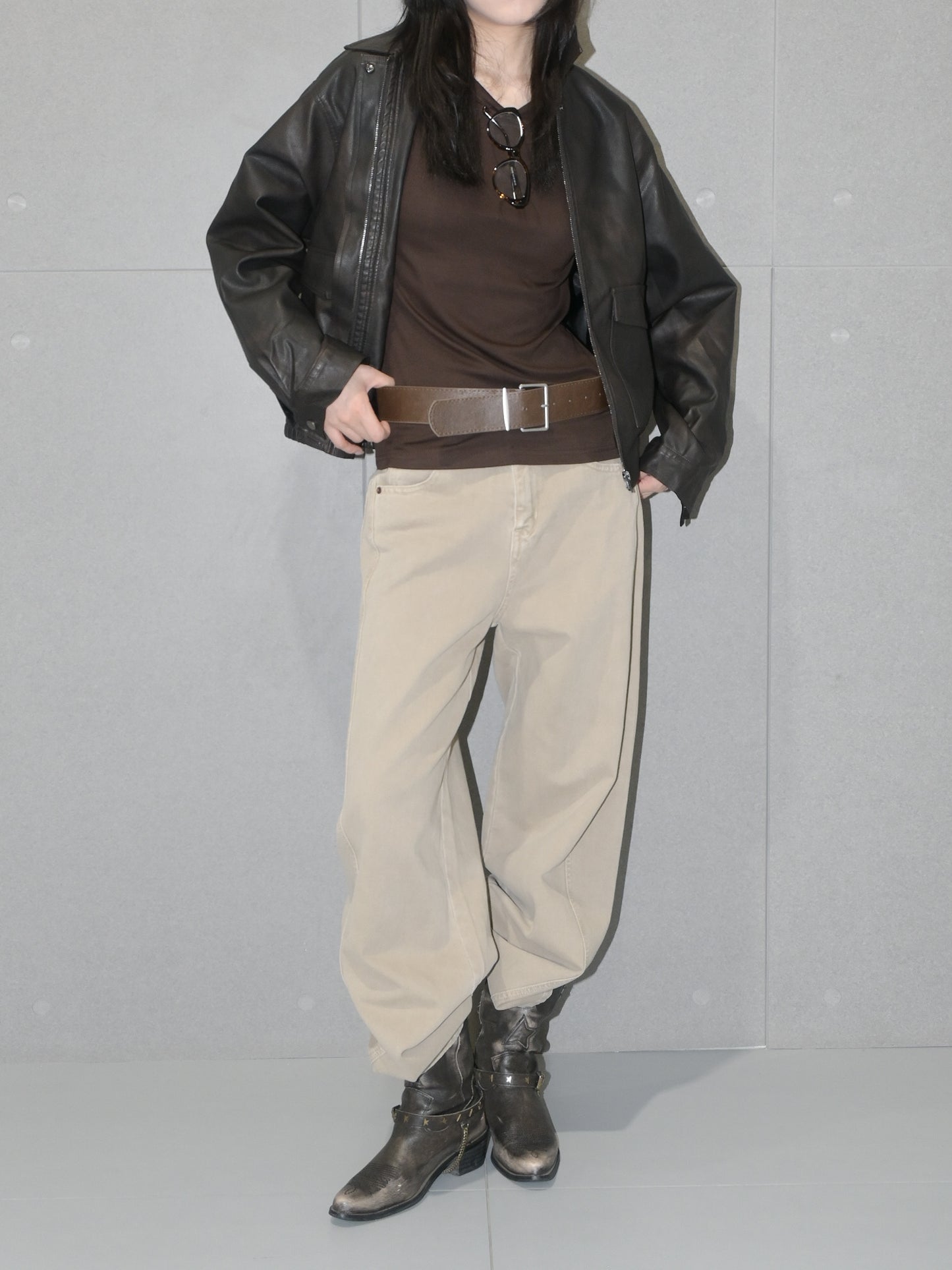 Cropped Vegan Leather Jacket