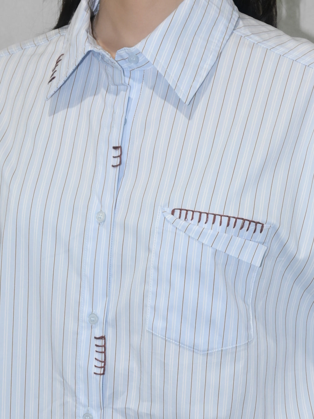 Contrast Stitch Stripe Shirt