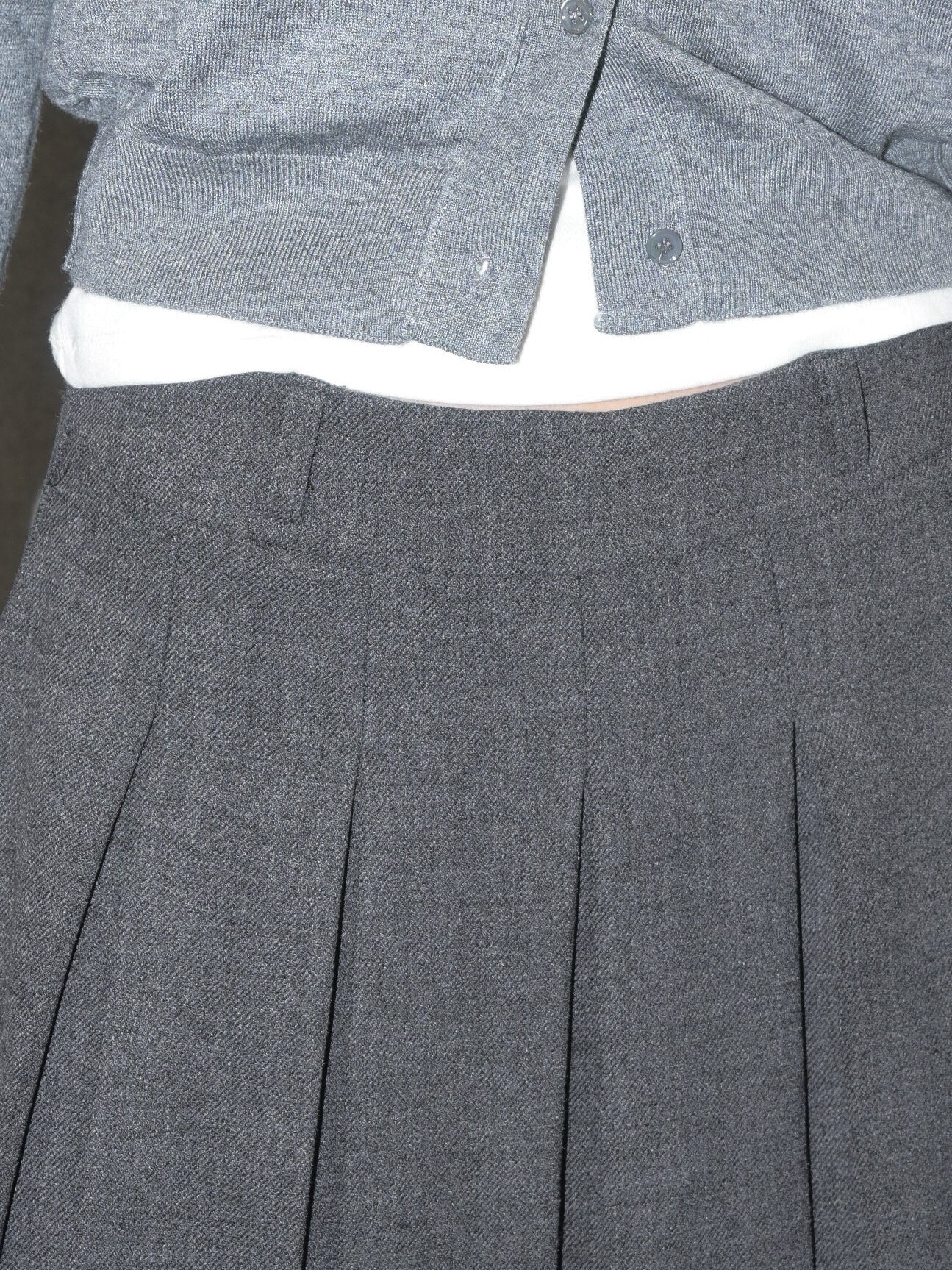 Pleated Wool Midi Skirt