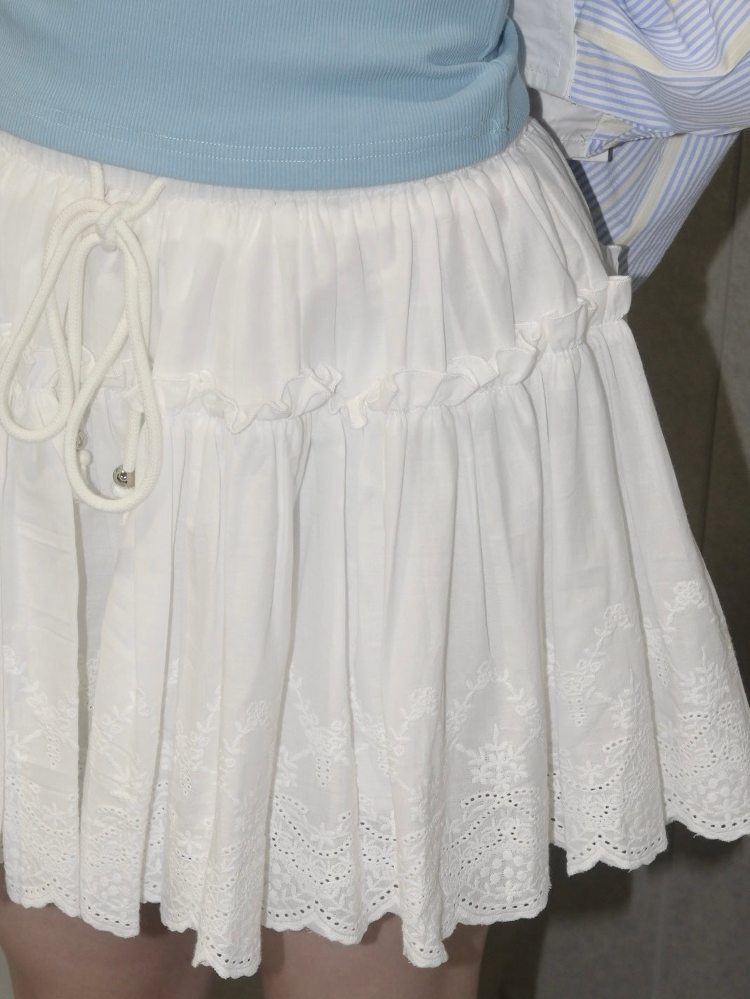 Cotton Eyelet Mini Skirt