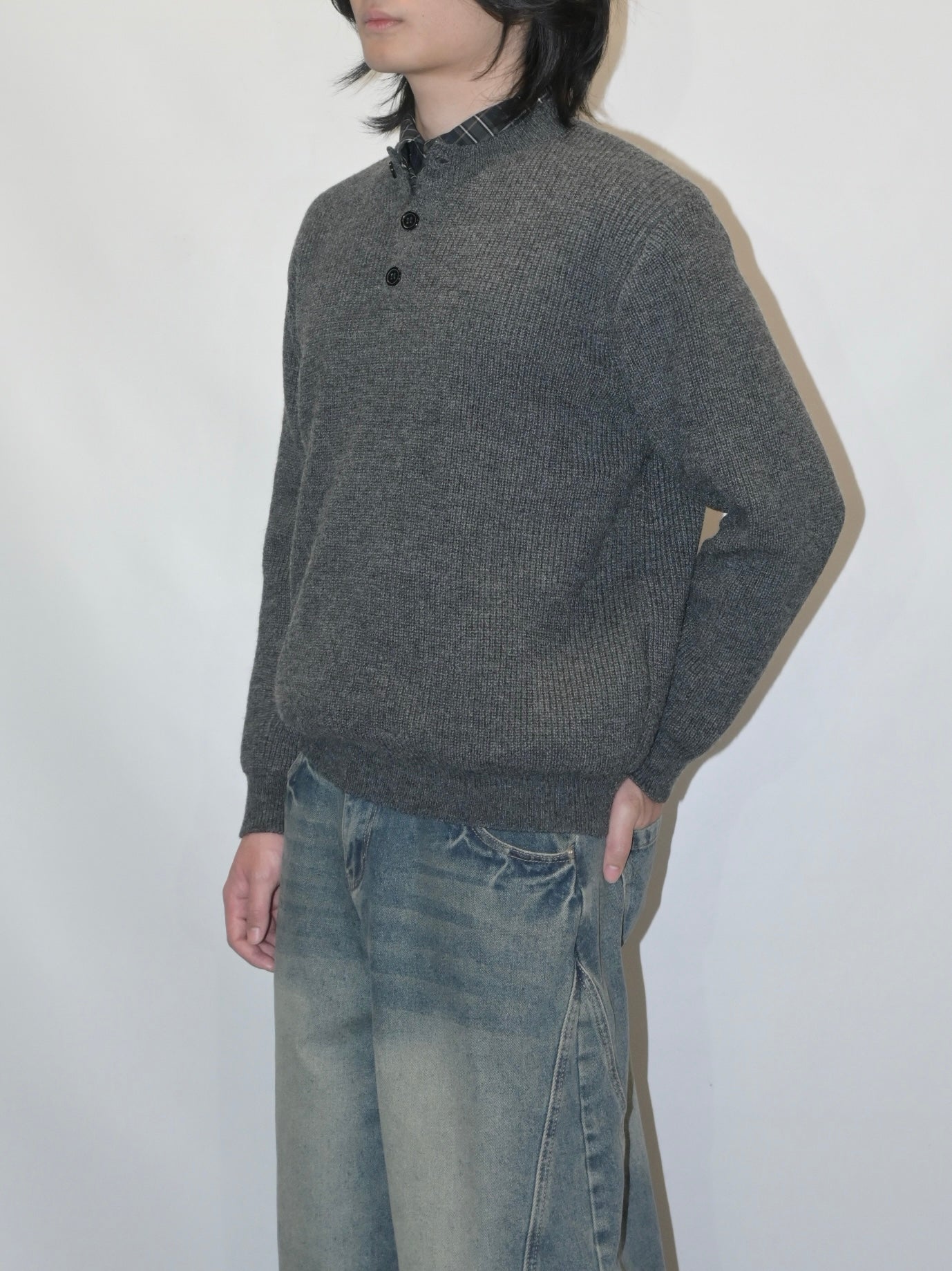 Ribbed Henley Sweater