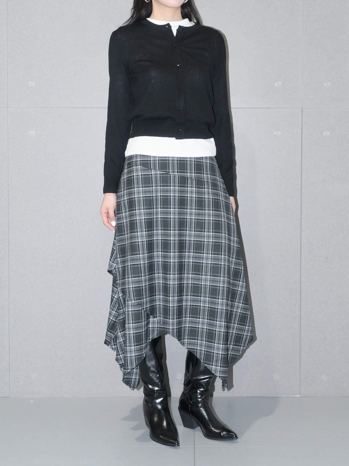 Layered Plaid Skirt