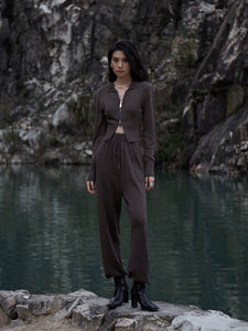 Knit Jogger Set Pant Brown
