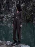 Load image into Gallery viewer, Knit Jogger Set Top Brown
