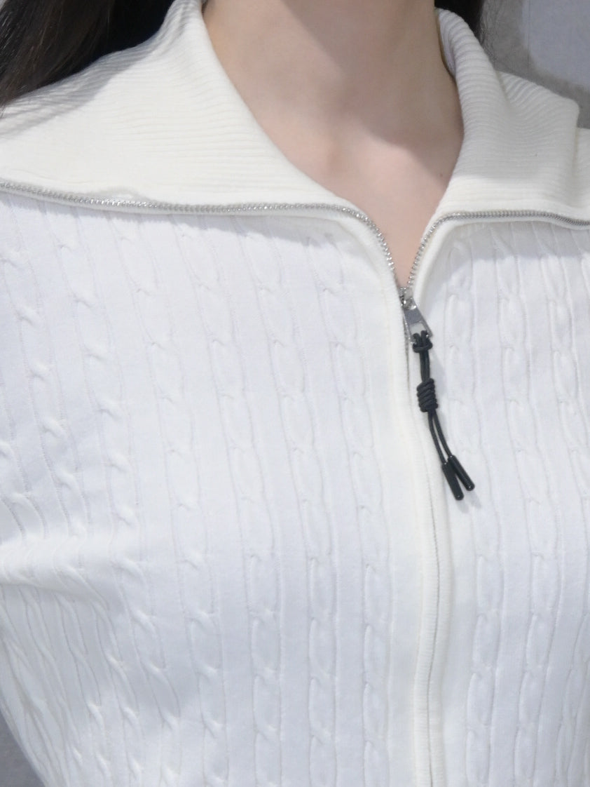 Zip Up Cable Wool Sweater