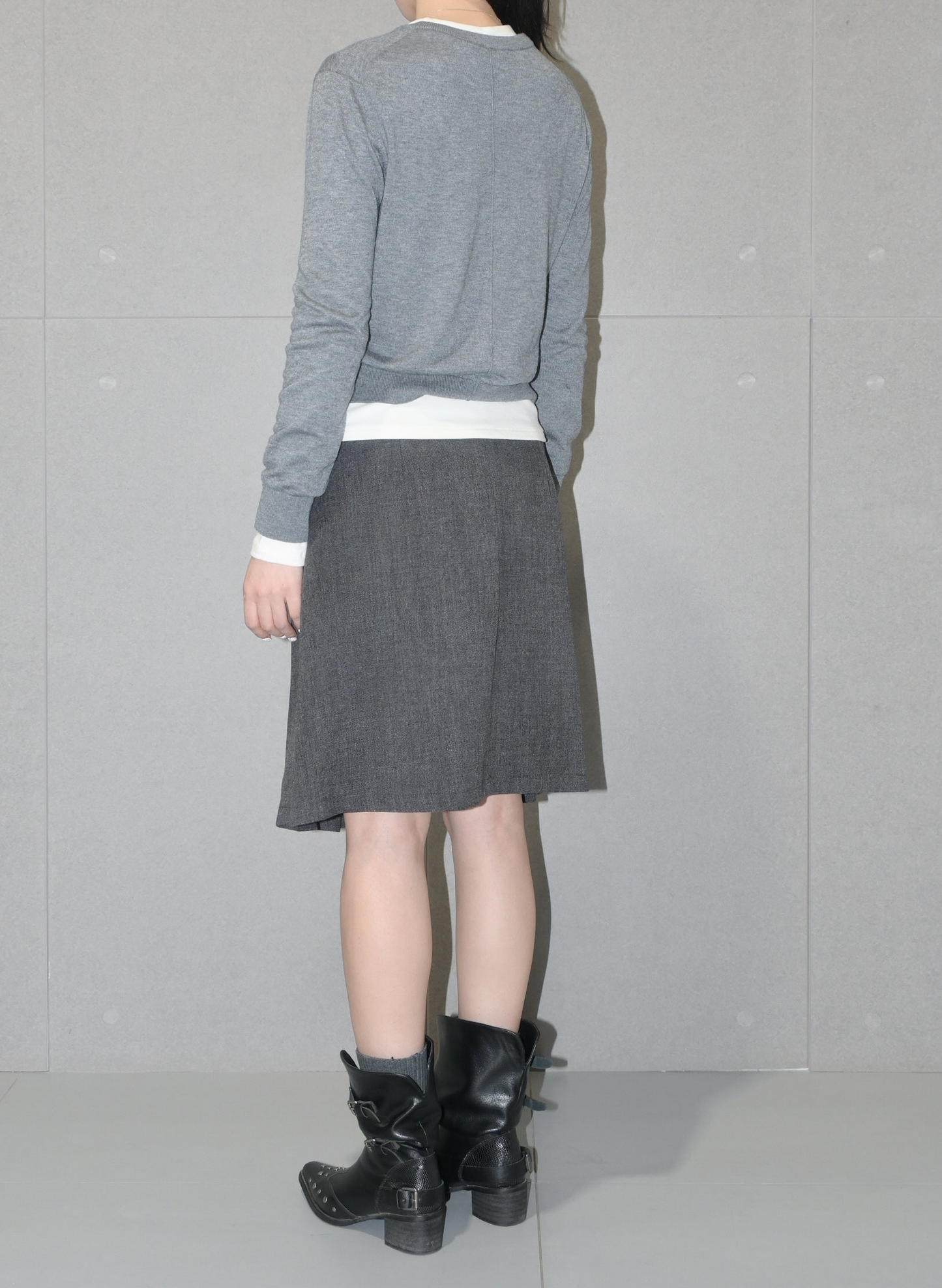 Pleated Wool Midi Skirt