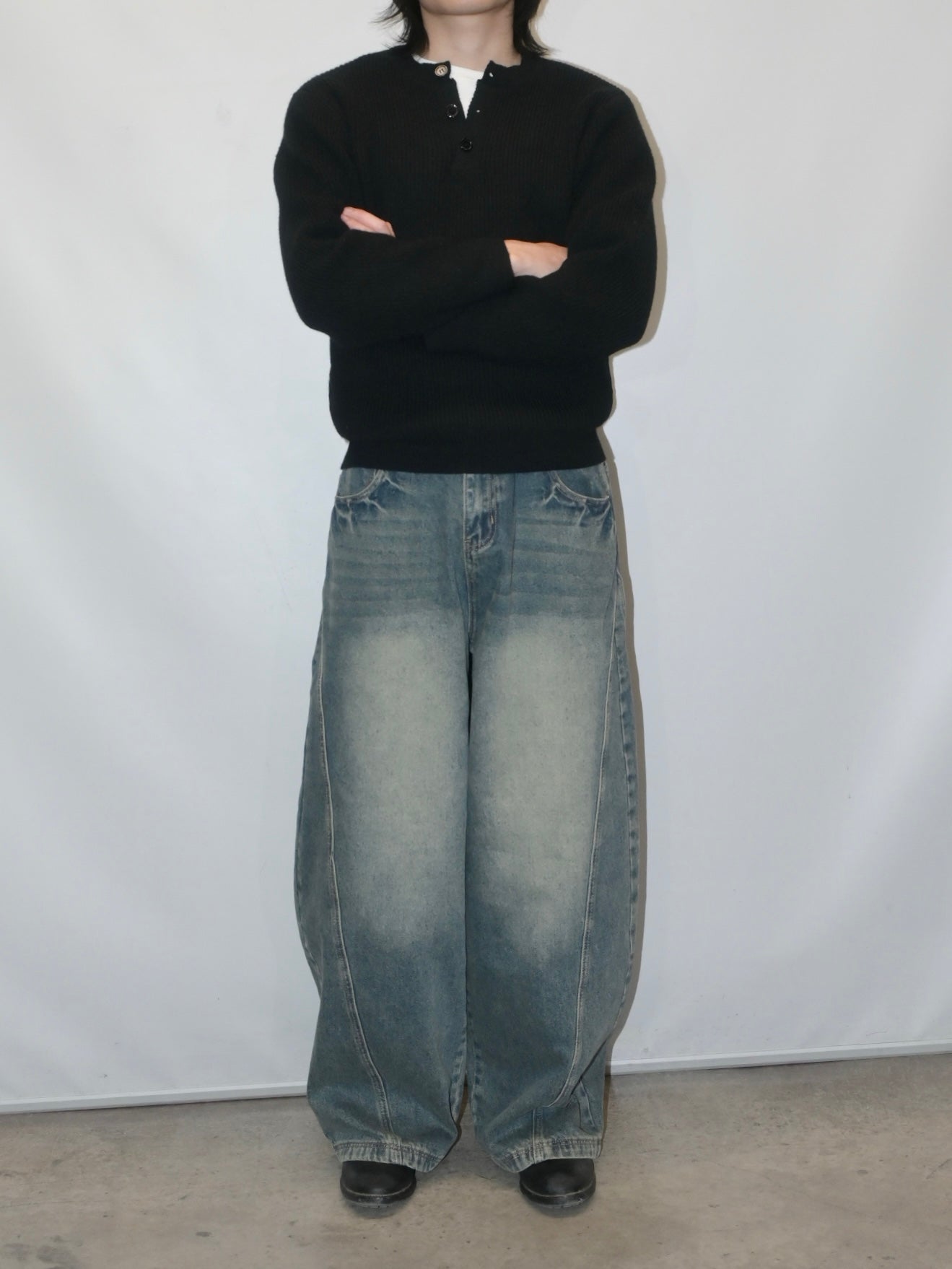 Ribbed Henley Sweater