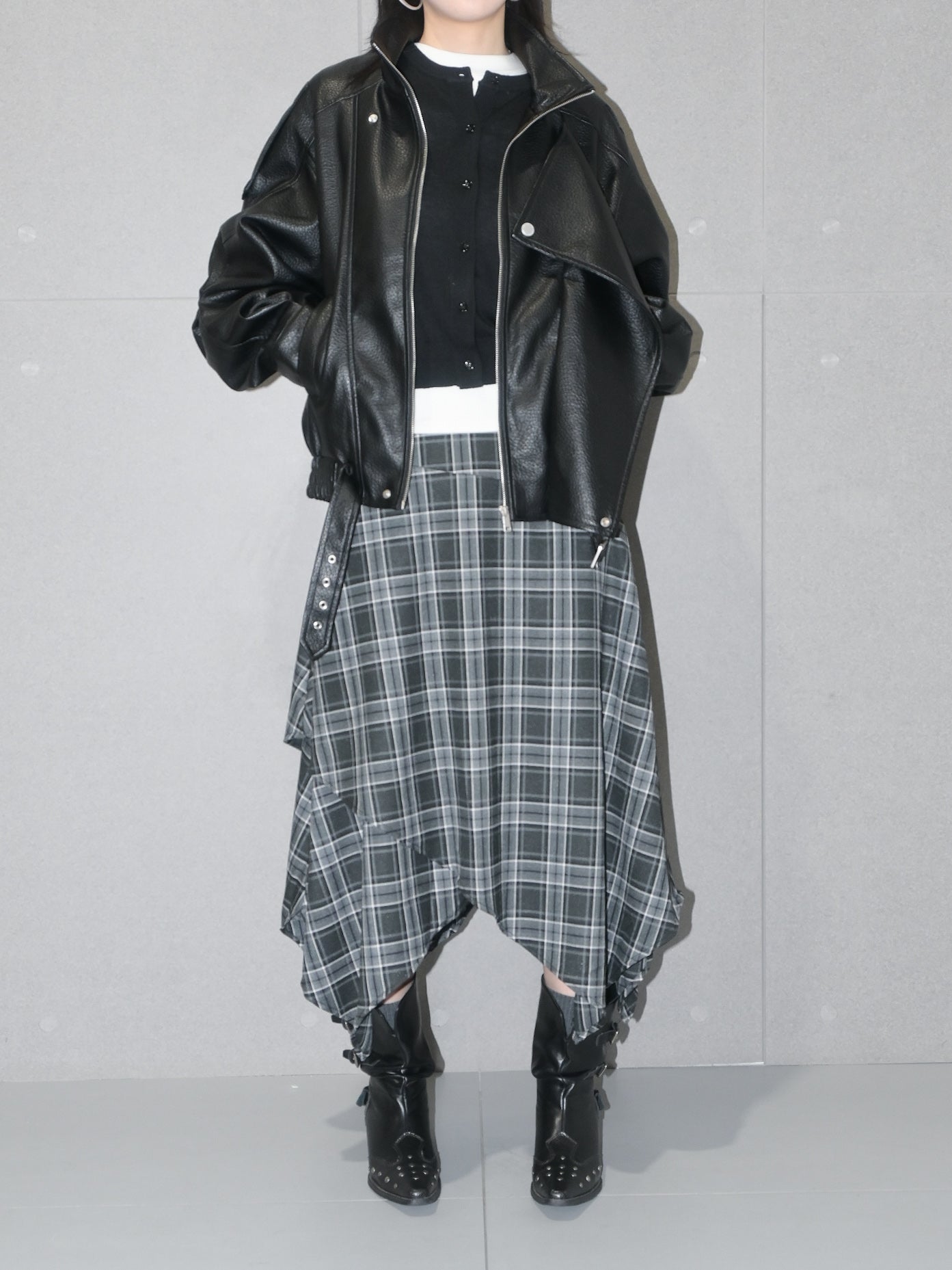 Layered Plaid Skirt