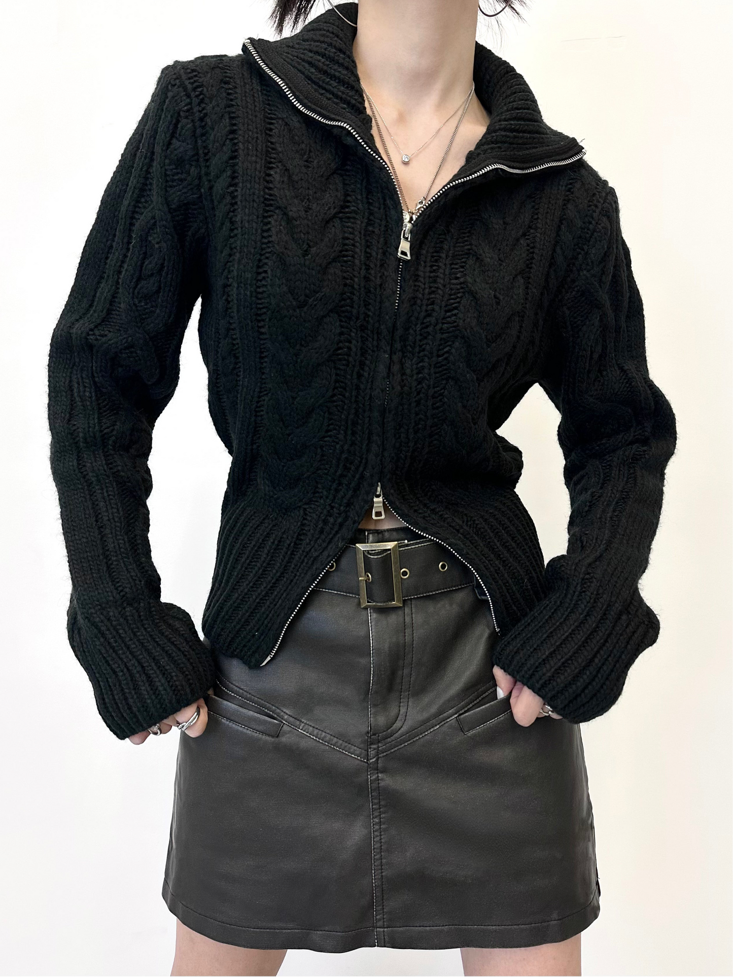 Washed Vegan Leather Skirt