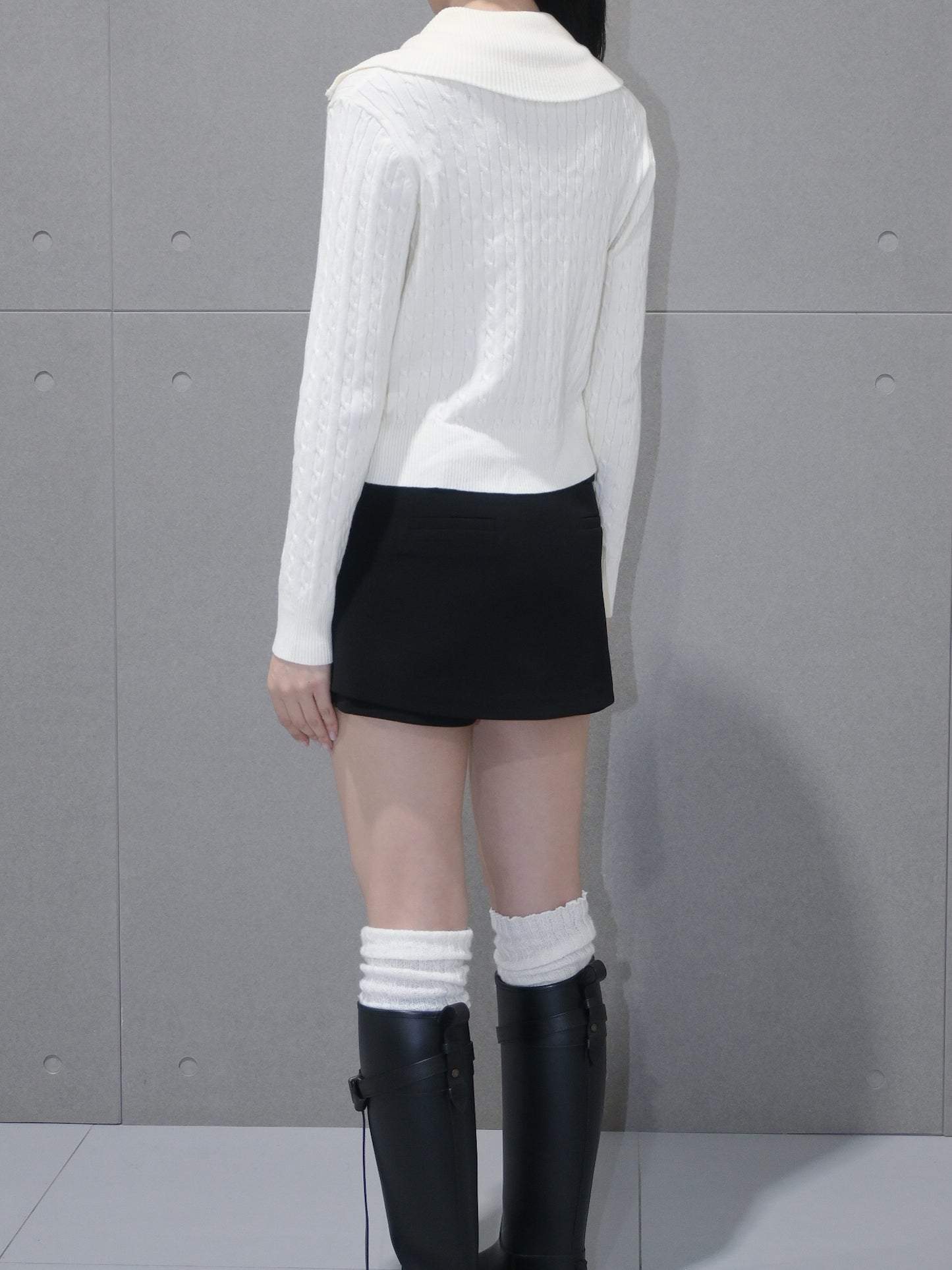 Zip Up Cable Wool Sweater