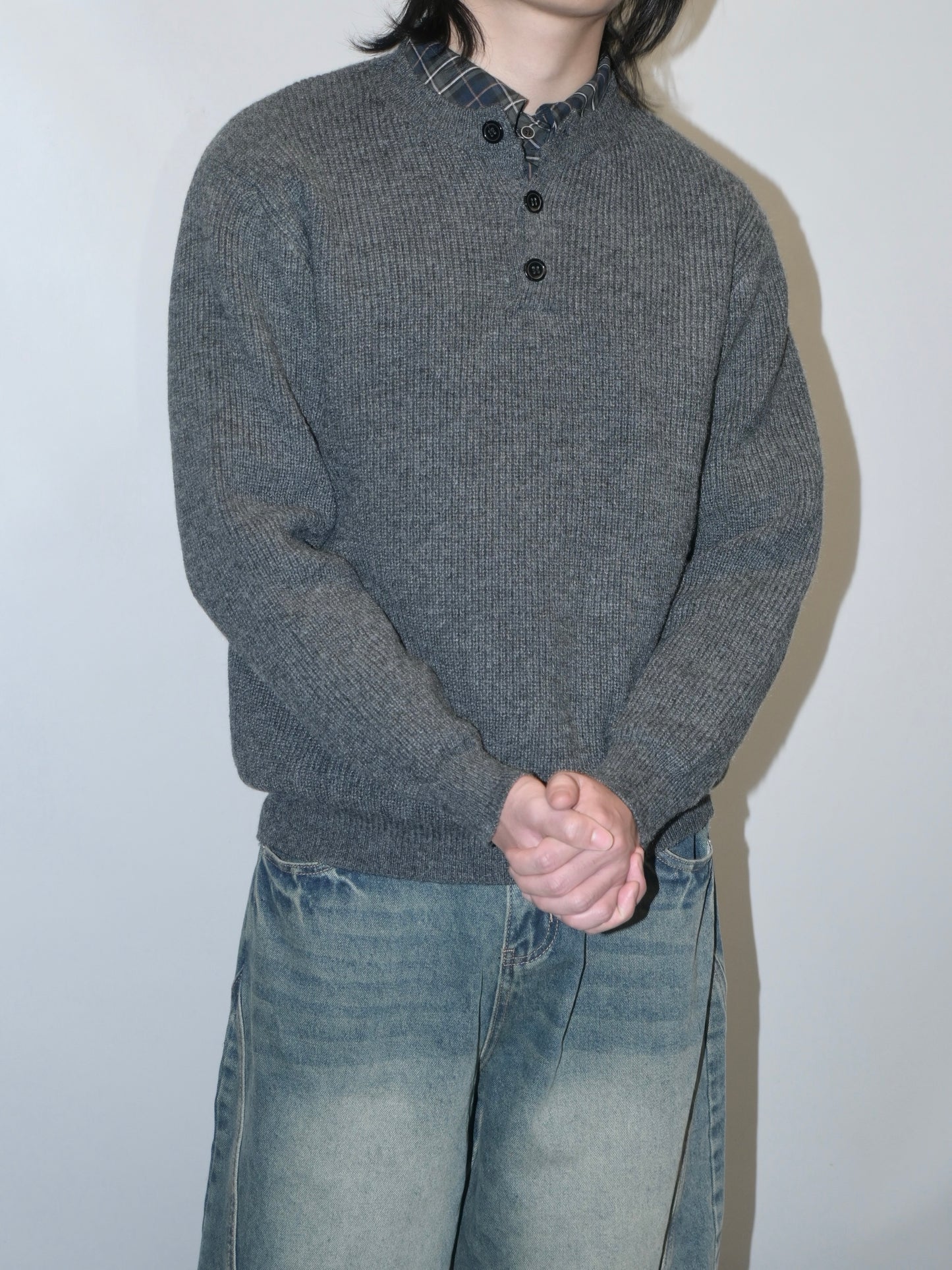 Ribbed Henley Sweater