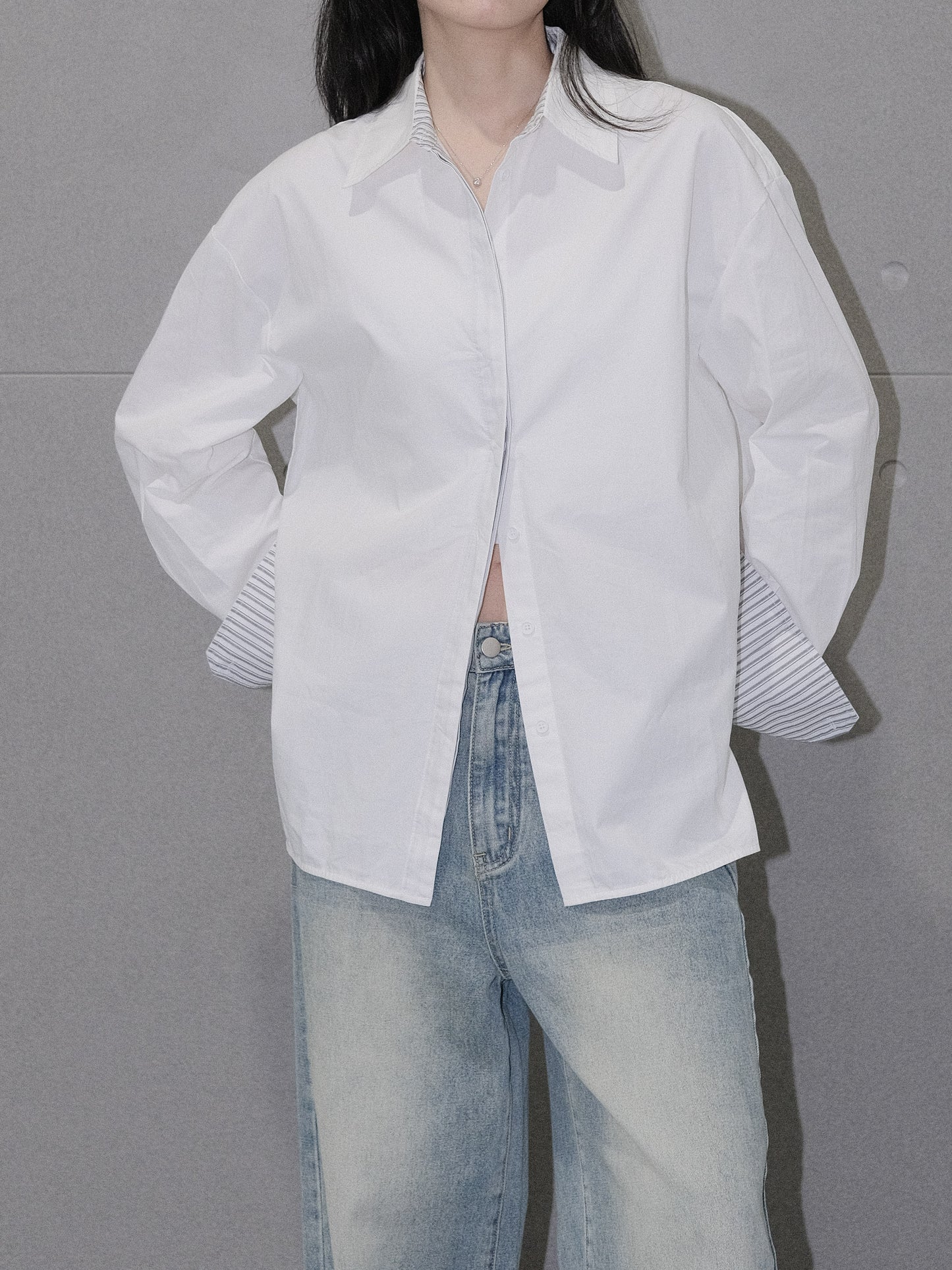 Rolled Sleeve Striped Shirt