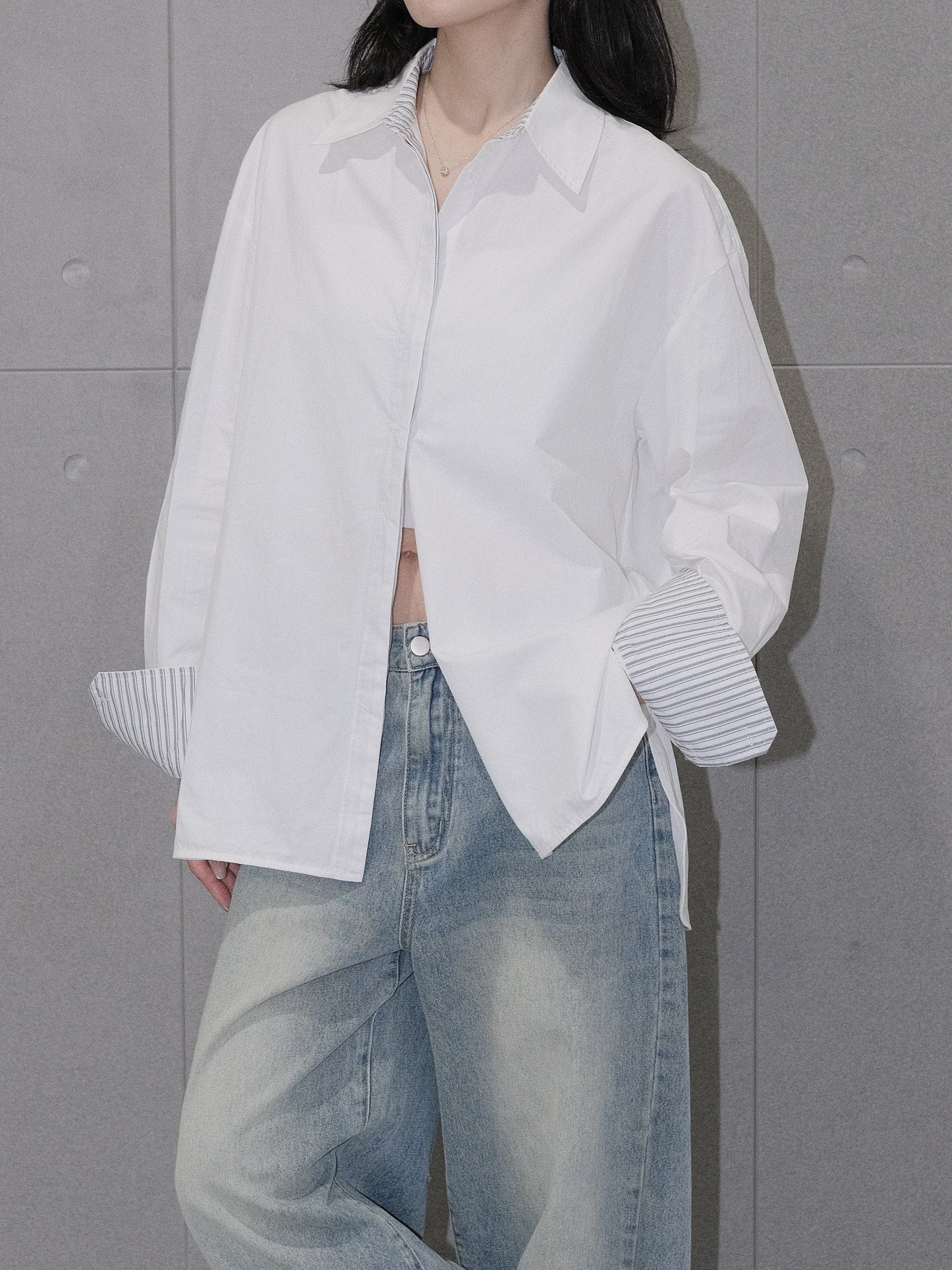 Rolled Sleeve Striped Shirt