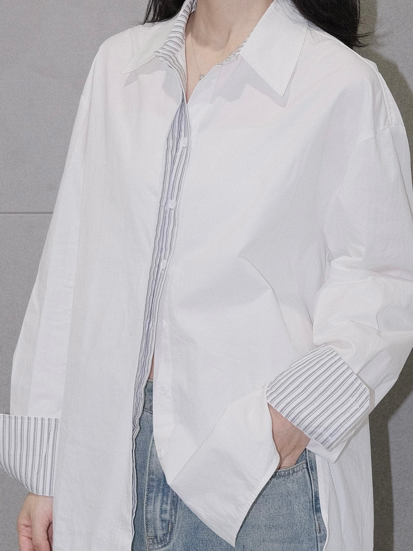 Rolled Sleeve Striped Shirt