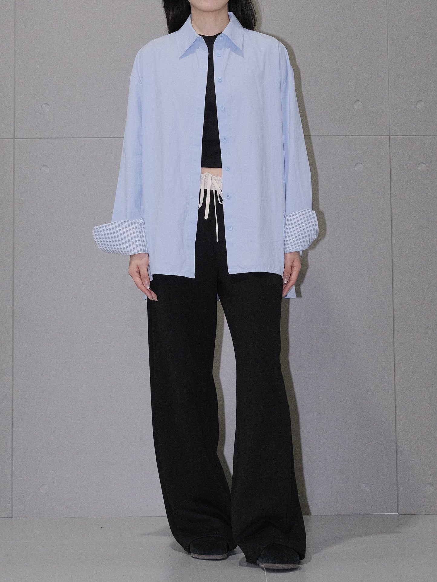Rolled Sleeve Striped Shirt